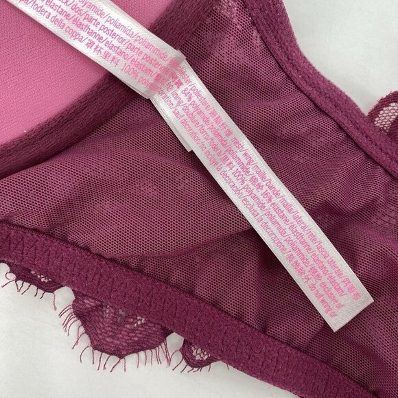 Pink by Victoria Secret Bra 32DD Date Push Up Bra Lace Racerback - Picture 11 of 11